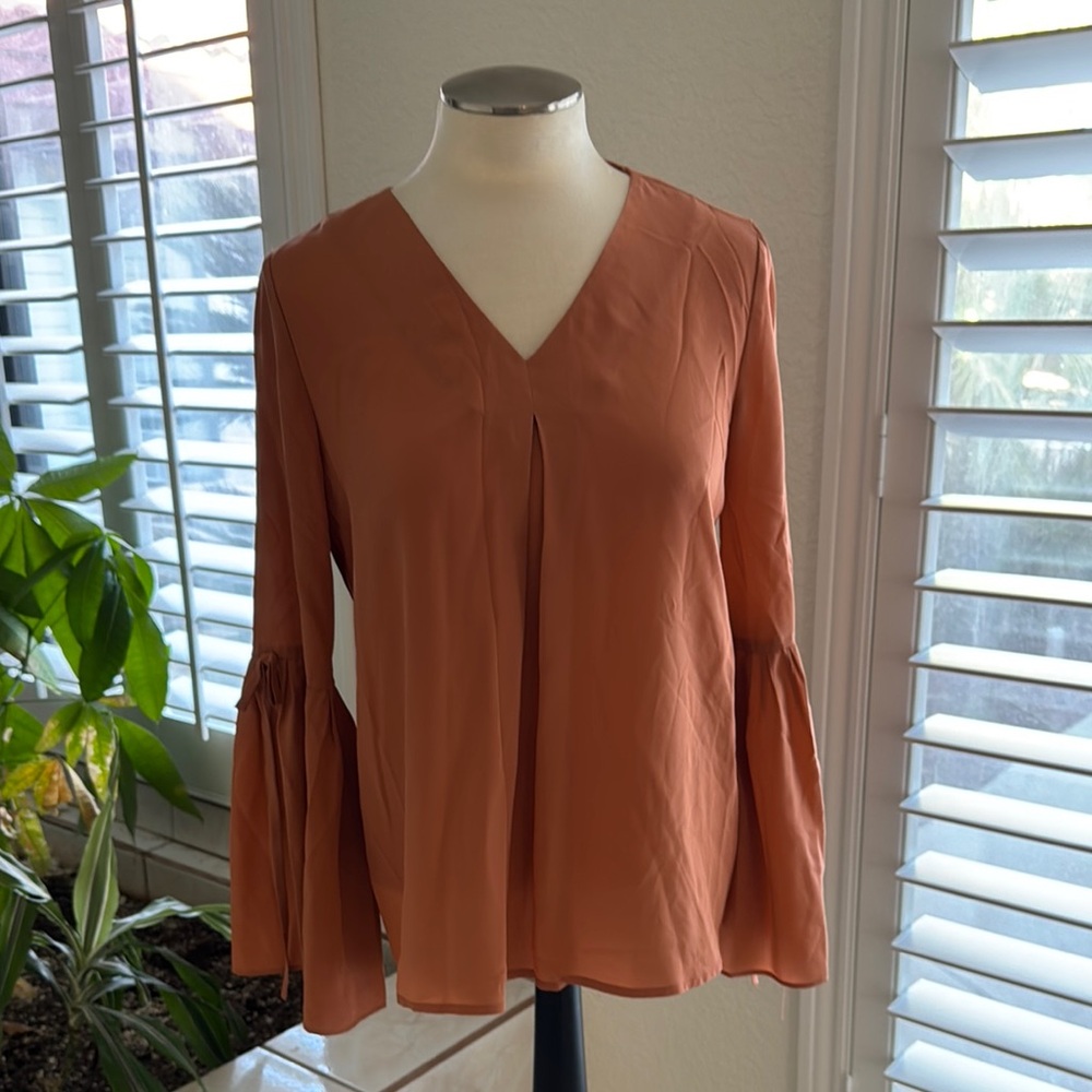 ANTONIO MELANI Terracotta V-Neck Blouse